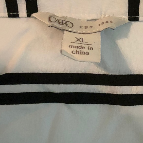 Cato XL Black and White Striped Long Sleeved Blouse - Picture 2 of 6